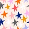 Seamless abstract pattern with colourful stars. Creative  texture for fabric, wrapping, textile, wallpaper, apparel. Vector