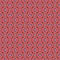 Seamless abstract pattern from a contour black grid with curly cells, a scattering of small colored squares and rhombuses, carmine