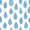 Seamless abstract pattern with falling blue water drops.