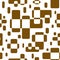Seamless abstract pattern of geometric shapes. Brown rectangles overlaid.