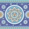 Seamless abstract pattern oriental blue mosaic texture tessellated border