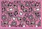 Seamless abstract pattern. A pattern of flowers, hearts, chains on the background of a frame of horizontal stripes
