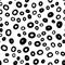 Seamless abstract pattern with round shape in black. Hand drawn circle objects in chaotic composition. Vector
