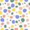 Seamless abstract pattern, spots-like soft design. Multi colored abstract vector elements.