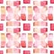 Seamless Abstract Pattern with Watercolor Pink Squares