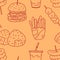 Seamless Abstract Street Foods Pattern, Food Trucks Pattern, Vector Illustration EPS 10.