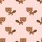 Seamless adorable beaver cartoon pattern