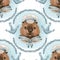 Seamless adorable beaver sea woodland illustration kids colorful background seamless pattern