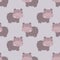 Seamless adorable hippopotamus cartoon pattern