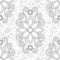 Seamless Aesthetic Pattern with Ornate Mystical Flower on White