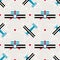 Seamless airplane pattern in constructivism soviet style. Vector vintage 20s geometric ornament