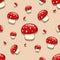 Seamless amanita toxic mushroom