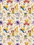 Seamless animal music pattern