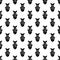 Seamless animal pattern vector background monochrome art with cute fishes black and white