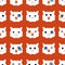 Seamless animalistic pattern with cats faces in ultramodern style. Perfect retro print for tee, paper, textile and fabric. Vintage