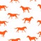 Seamless animals pattern orange silhouette horses running