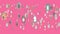 Seamless animated pattern with cute cartoon animals on pink background. Looped 4K motion background.