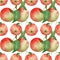 Seamless apples pattern. watercolor illustration with apple fruit on branch with leaf for thanksgiving decor, textile