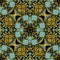 Seamless Arabic Asian Eastern Indian pattern in gold blue colors