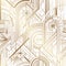 Seamless art deco geometric gold and white pattern