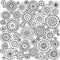 Seamless asian ethnic floral mandala doodle black and white pattern