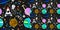 Seamless Astronaut_In Space_Colorfull Planets Rockets and Stars_Cartoon Icon Logo Avatar