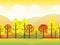 Seamless Autumn Countryside Vector Landscape Illustration. Horizontally Repeatable.