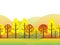 Seamless Autumn Countryside Vector Landscape Illustration. Horizontally Repeatable.