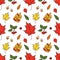 Seamless autumn pattern with bright forest leaves and berries