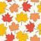 Seamless autumn pattern of maple leaves, great for wrapping, textile, wallpaper, greeting card