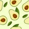 Seamless avocado pattern with leaf