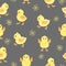 Seamless baby pattern with cute little chickens.