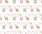 Seamless baby pattern with cute little rabbit in vector. artoon little happy bunny. Vintage hand drawn. Kawaii funny animal.