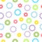 Seamless baby texture with colored gears on a light background. Vector illustration.