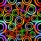 Seamless background with abstract concentric circle shapes in vivid rainbow colors