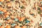 seamless background of aerial view on crowded sand beach, neural network generated image