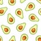 Seamless background with avocado fruit. Vector illustration.