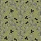 Seamless background with black and white olives. Pattern with olives and leaves on a green background.