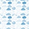 Seamless background with blue doodle clouds. Can be used for wallpaper, pattern fills, textile, web page background