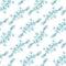 Seamless background with blue green leave doodles, white background. Luxury pattern for creating textiles, wallpaper, paper.