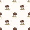 Seamless background bolete mushroom and slug gender neutral baby pattern. Simple whimsical minimal earthy 2 tone color