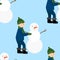 Seamless background Boy makes a snowman illustration  child snow winter New Year Christmas