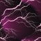 Seamless background with bright lightning bolts on a black and purple background. Black seamless abstraction