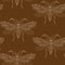 Seamless background of butterflies on brown background. indian m