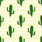 Seamless background with cactuses on a background of yellow zigzag