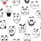 Seamless background with cartoon faces, vector