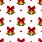 Seamless background with Christmas bells. Festive paper design.