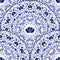 Seamless background of circular patterns. Blue ornament Russian national style Gzhel.