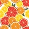 Seamless background with citrus slices. Tile fruit vector illustrated pattern. Repeating wrapping paper texture.