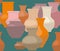 Seamless background with clay vases on green background